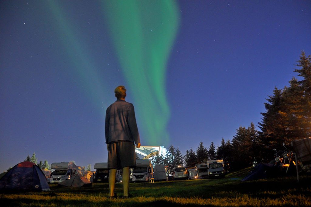Northern Lights from Reykjavik campsite Iceland