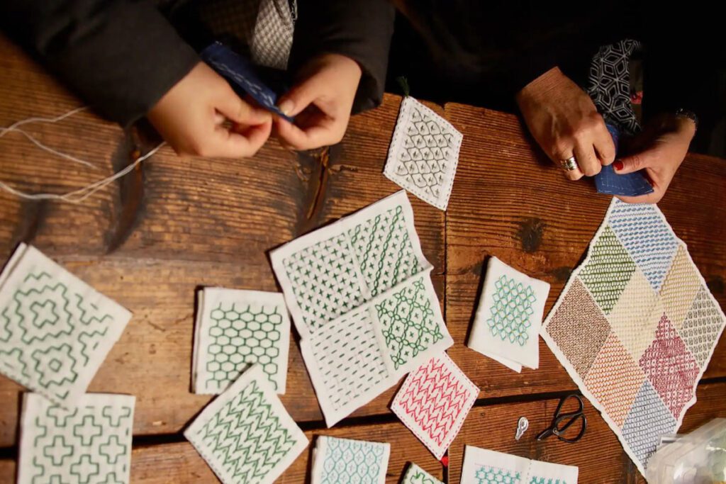 Sashiko, Japanese traditional folk embroidery (Airbnb)