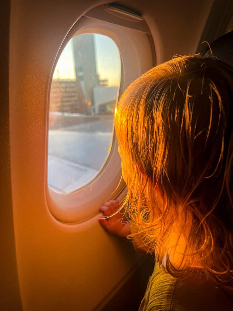 Toddler airplane window
