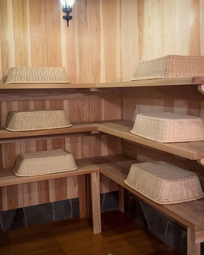 Changing room cubbies Hatcho No Yu Onsen Resort Nikko Japan