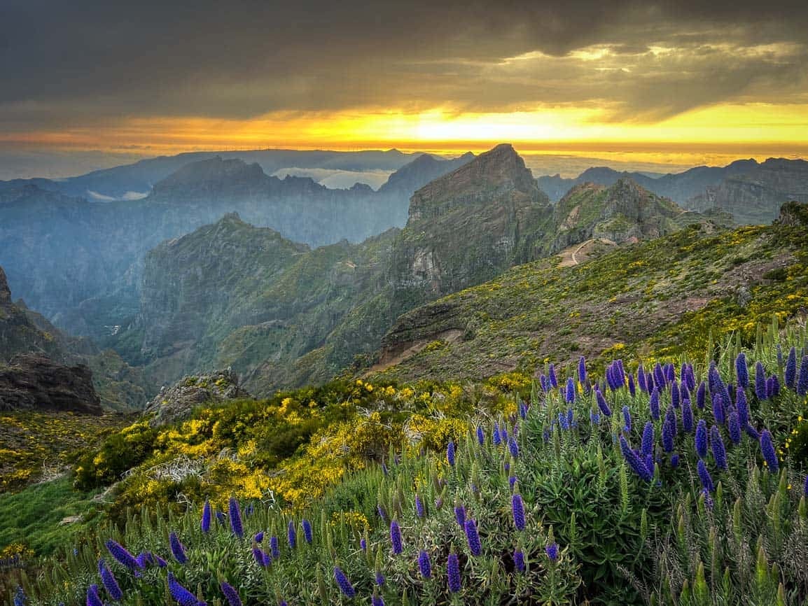 Sunset at Pico do Arieiro in Madeira Portugal