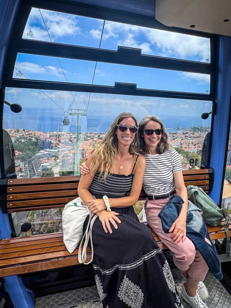 Riding the Funchal cable car in Madeira, Portugal