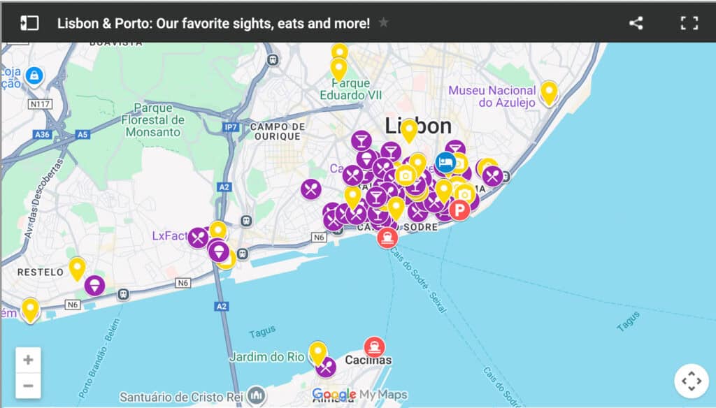 Lisbon itinerary map