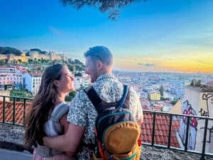 Miradouro da Graça at sunset in Lisbon, Portugal