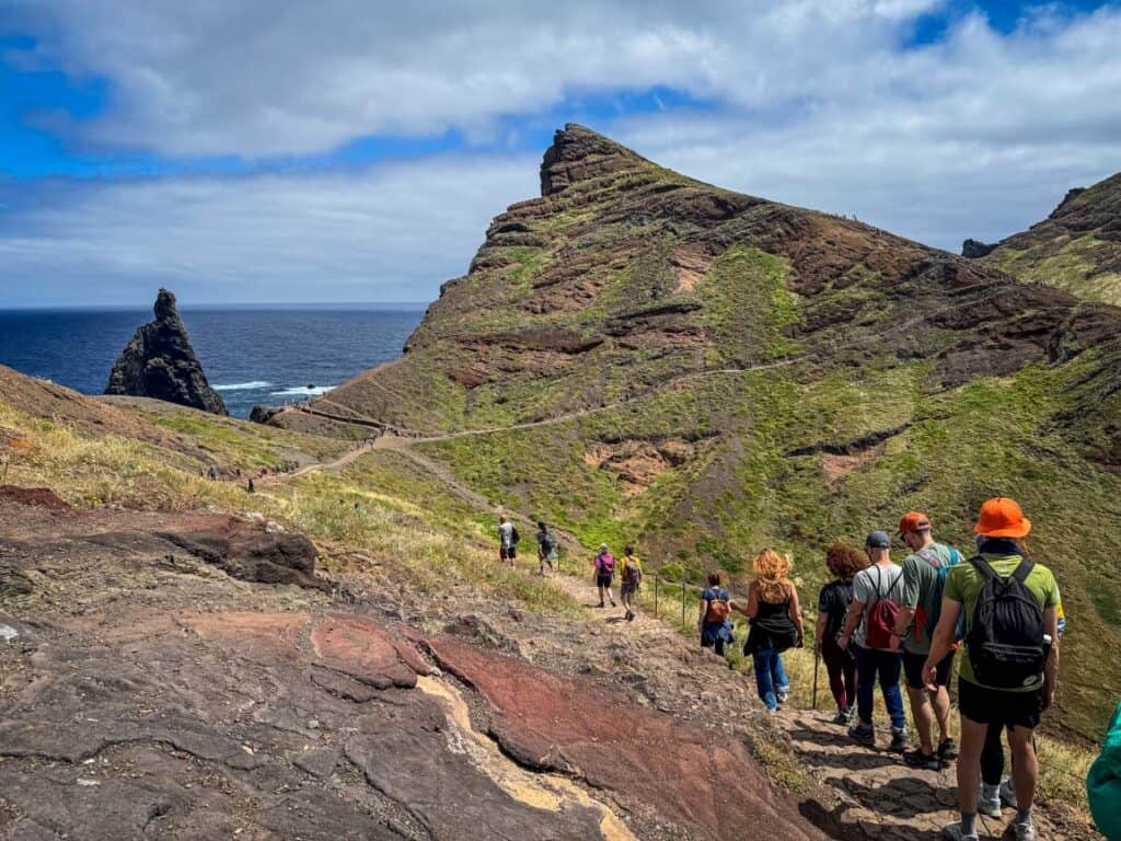 Crowds on the PR8 Ponta de São Lourenço trail in Madeira, Portugal