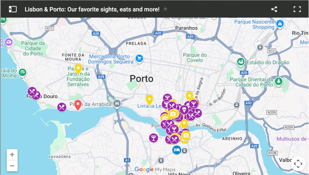 Porto itinerary map