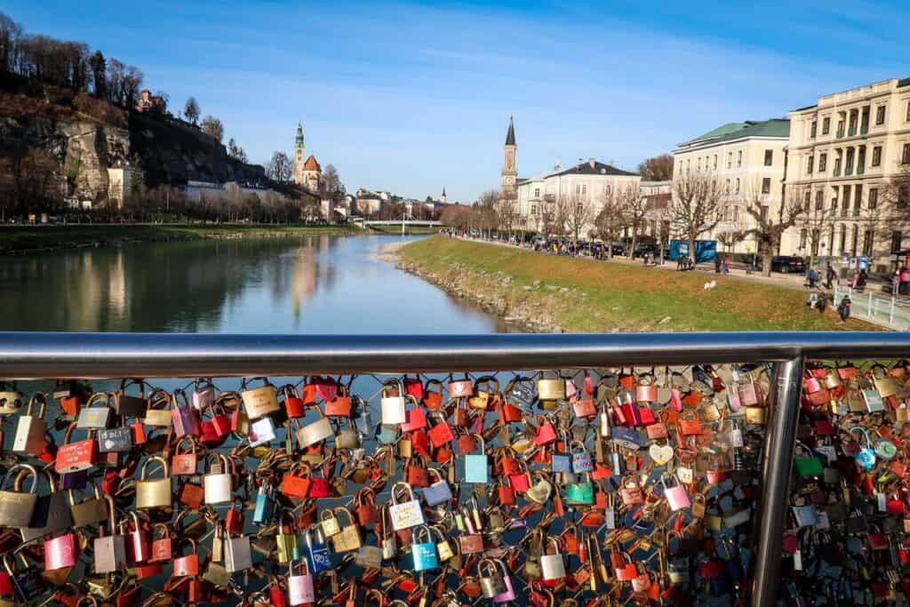 The Makartsteg Bridge in Salzburg, Austria during the day