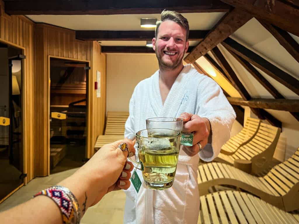 The guest-only private sauna at the Heritage Hotel in Hallstatt Austria