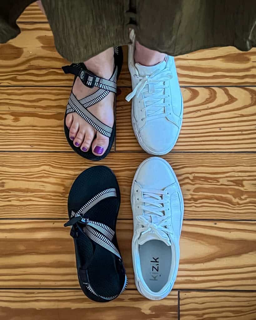 Sturdy-soled shoes like Chacos or Kiziks are essential for Portugal