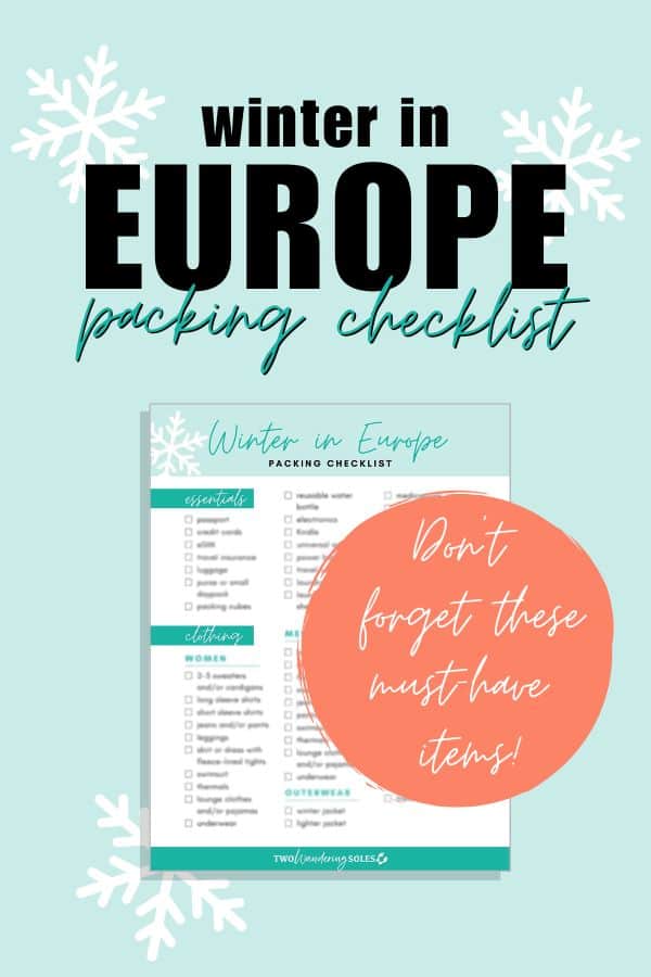 Winter in Europe packing list - FREE packing checklist