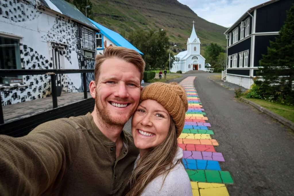 Seydisfjordur Rainbow Road Katie and Ben