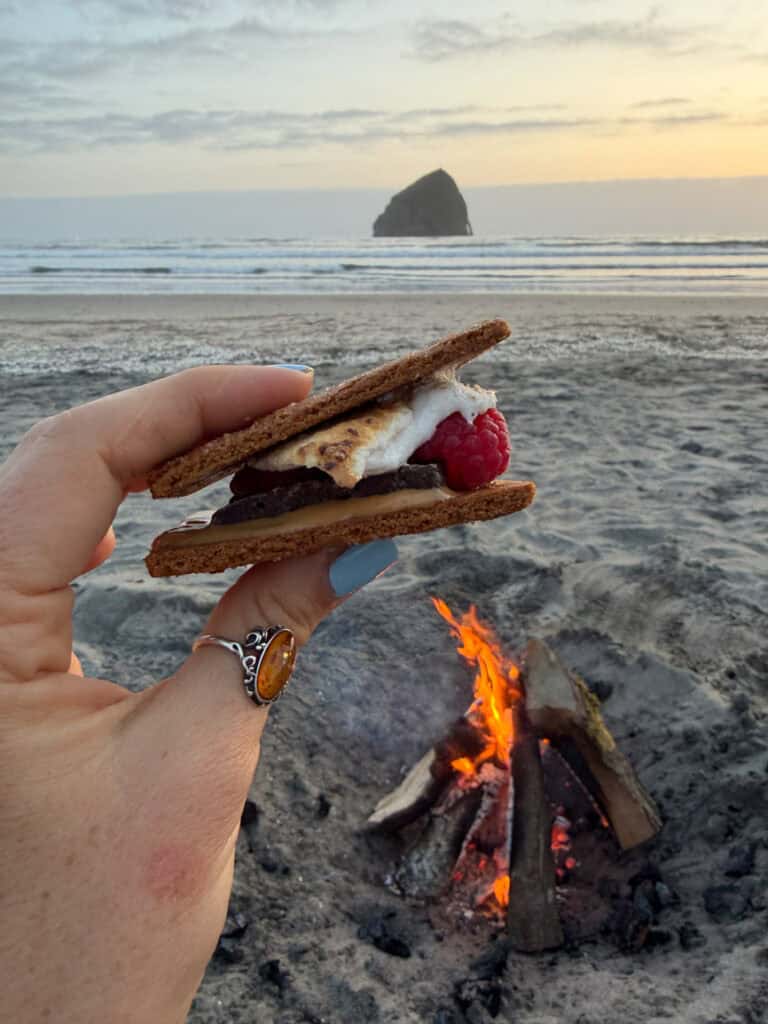 Beach bonfire Pacific City Oregon Coast