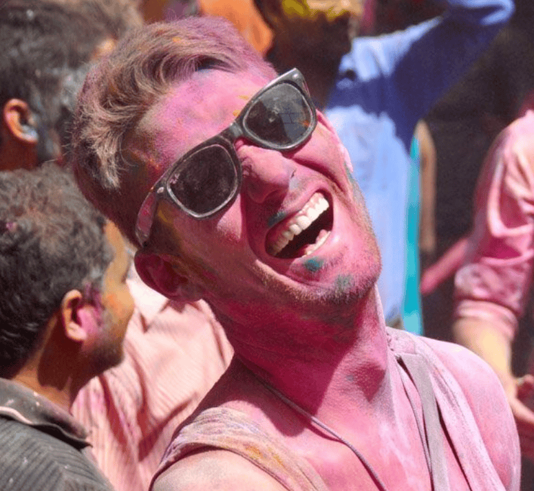 Ben Zweber with color in Holi celebration