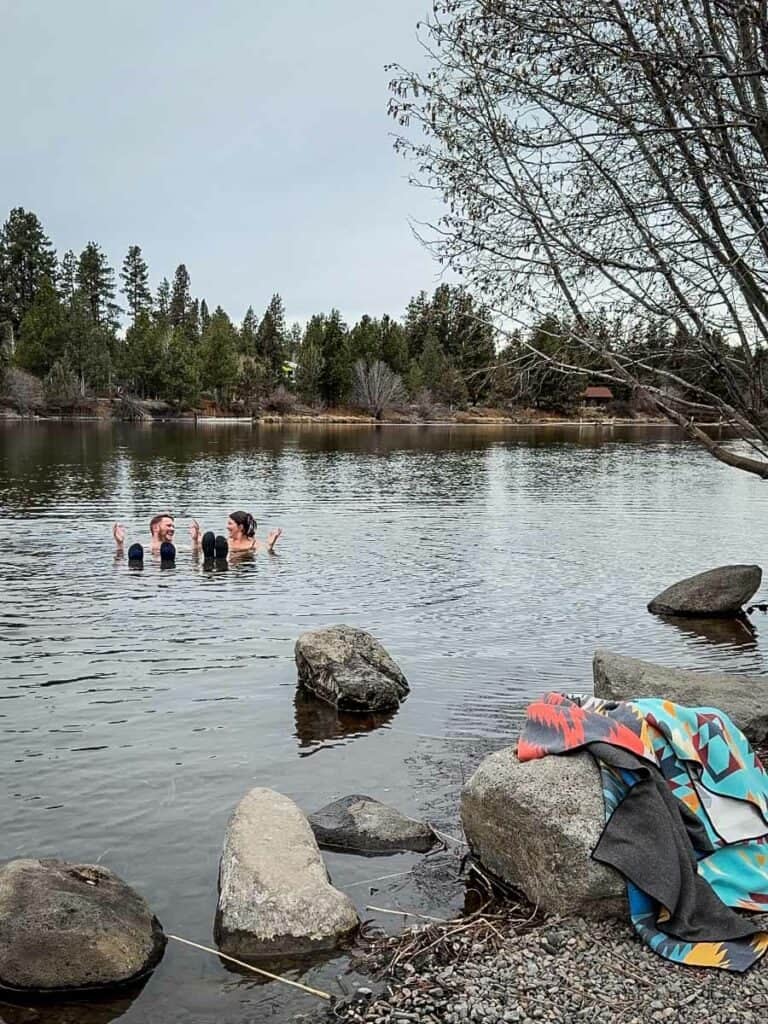 Deschutes River cold plunge at Gather Sauna House Bend Oregon