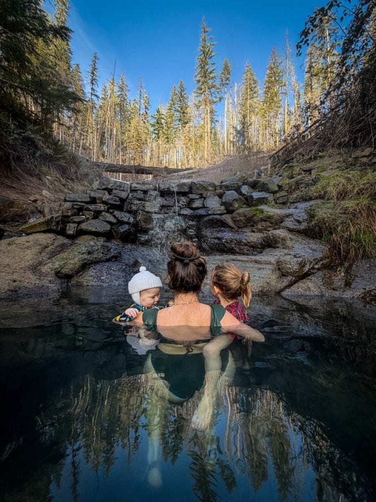Katie & the girls at Terwilliger Cougar Hot Springs