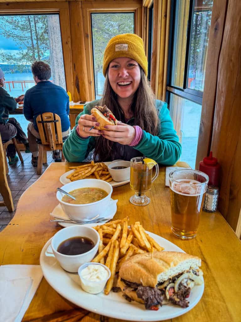 Prime rib dip sandwich at Paulina Lake Lodge Oregon