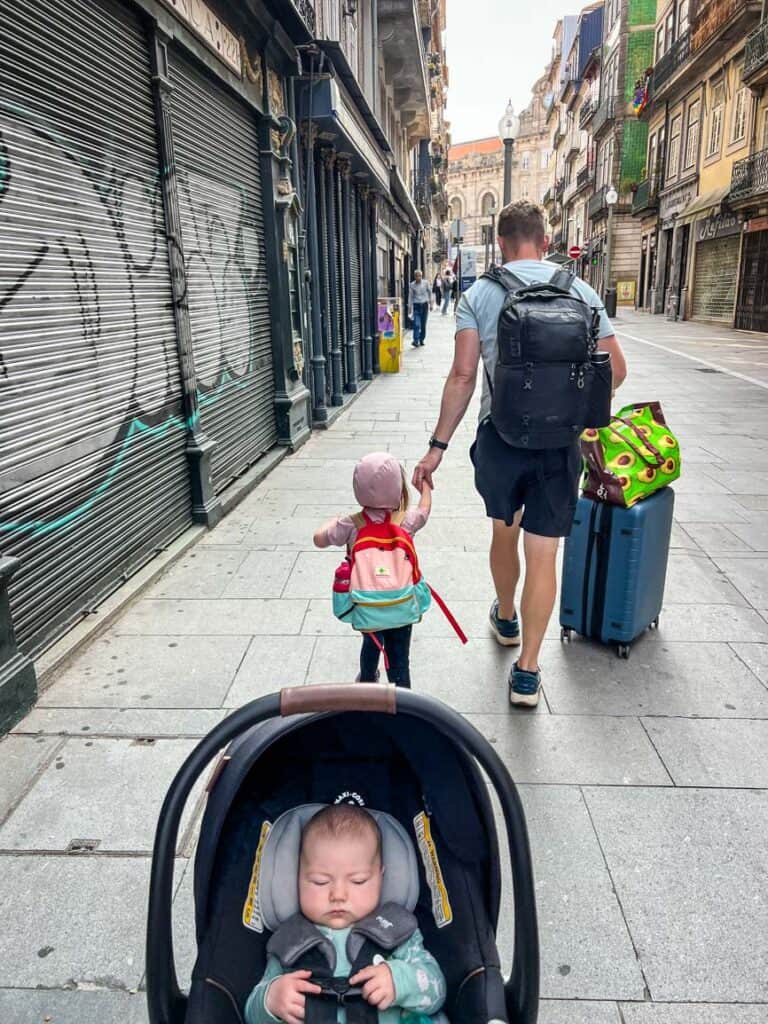Using our stroller in Lisbon, Portugal