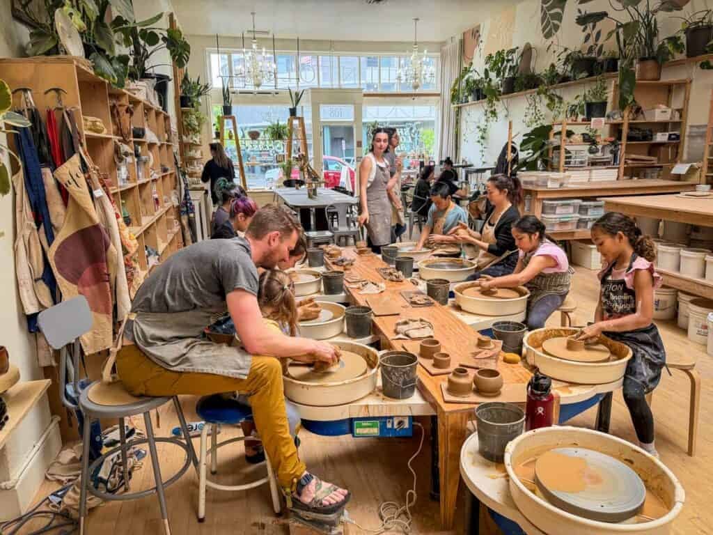Kilnkolk Pottery Class Family pottery wheel Dad and Daughter2